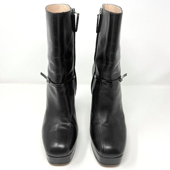 Gucci Tiarah Black Leather Platform Boots EU 41 US 10.5–11 Chunky Heel - Picture 2 of 10
